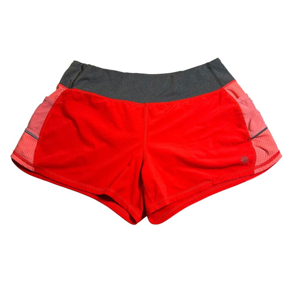ATHLETA Mid Rise Acceleration Shorts Orange Lined Running Athletic Size M Gym